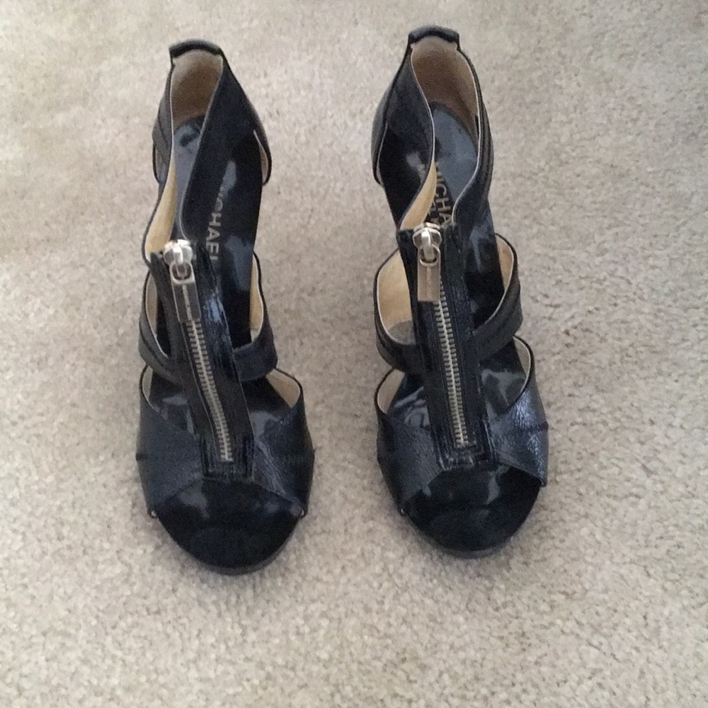 Michael Kors black zip up heels size 6